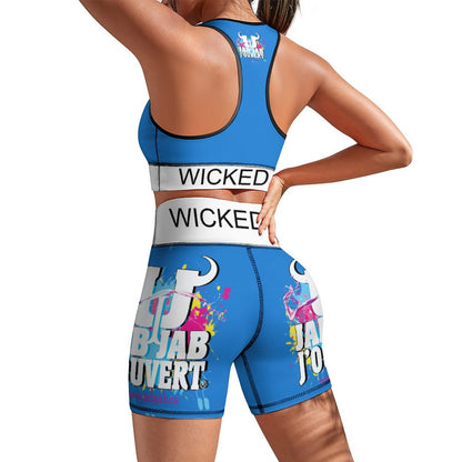 Wicked Jab Blue / White 2 Piece Workout Yoga Set